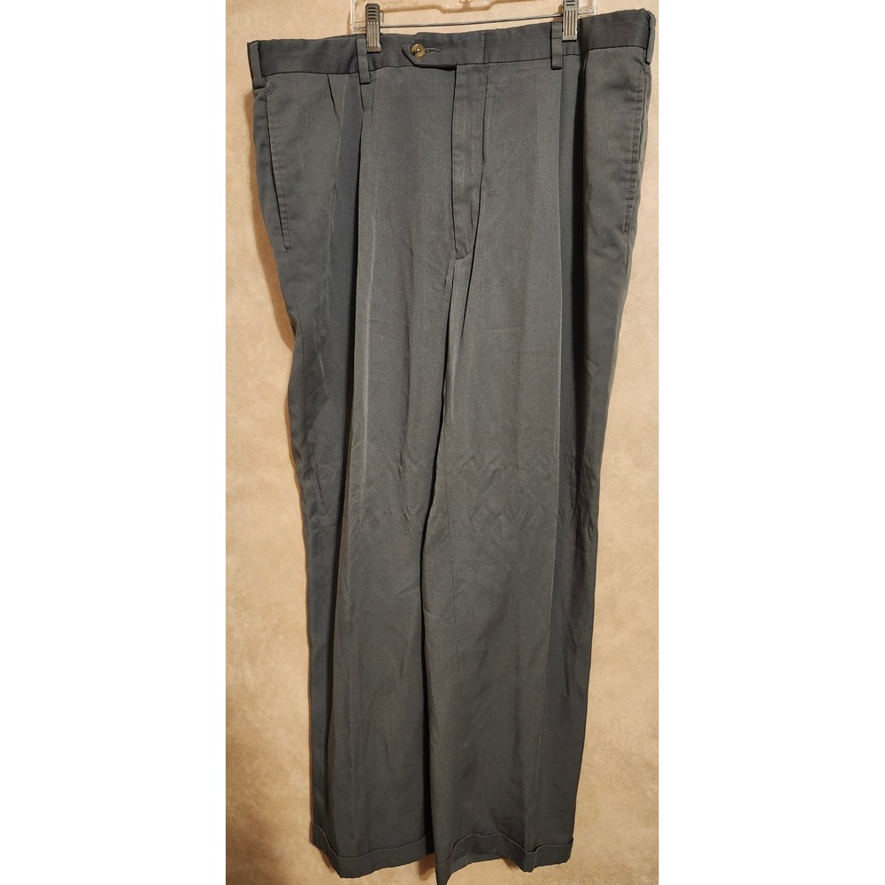 Tommy Hilfiger Mens Pleated Cuffed Dress Pants Charcoal Gray 38x30 Trousers
